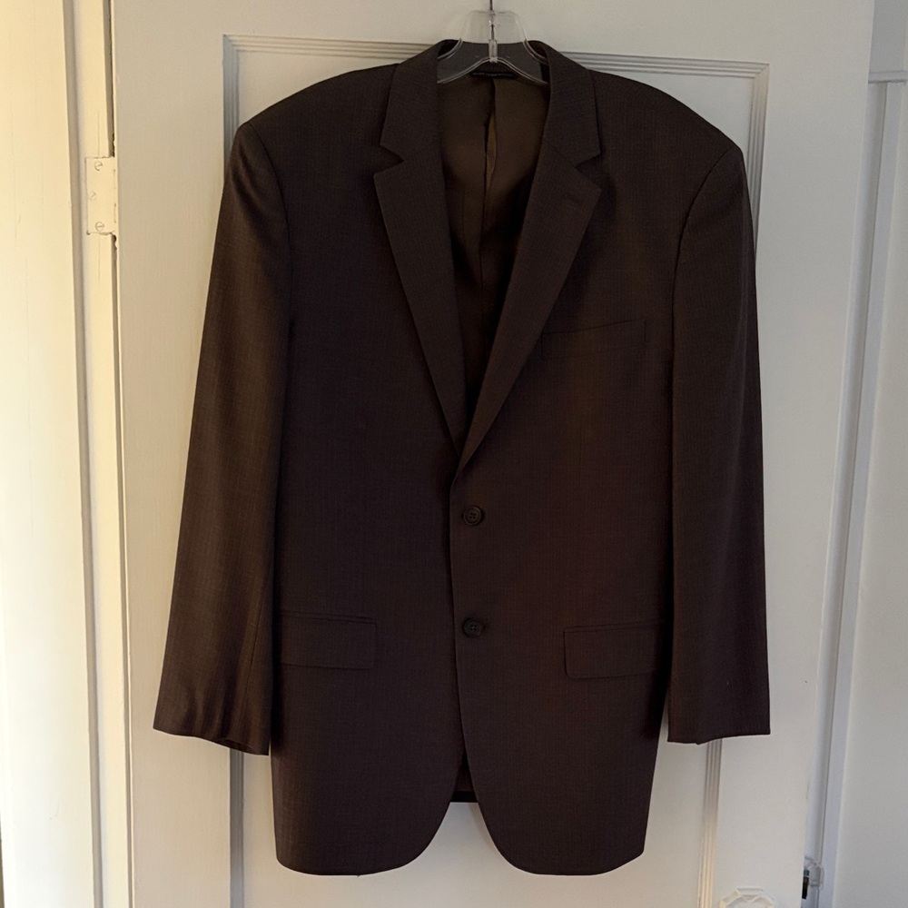 Banana Republic Men's Brown Suit w/Light Blue Pinstripe Jacket 44R Pants 36/30